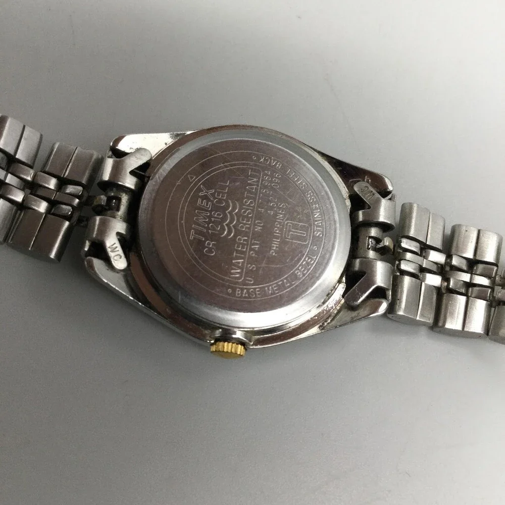 Timex Indiglo Womens Watch 24mm Champagne Dial Two Tone Date New Battery 6.5